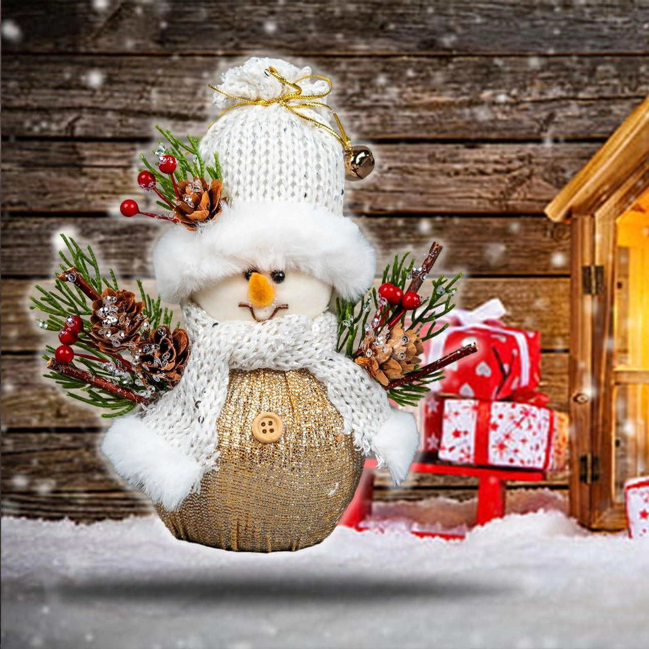 Christmas Figurine 19cm Snowman Tabletop Window Centerpiece Xmas Home Decoration