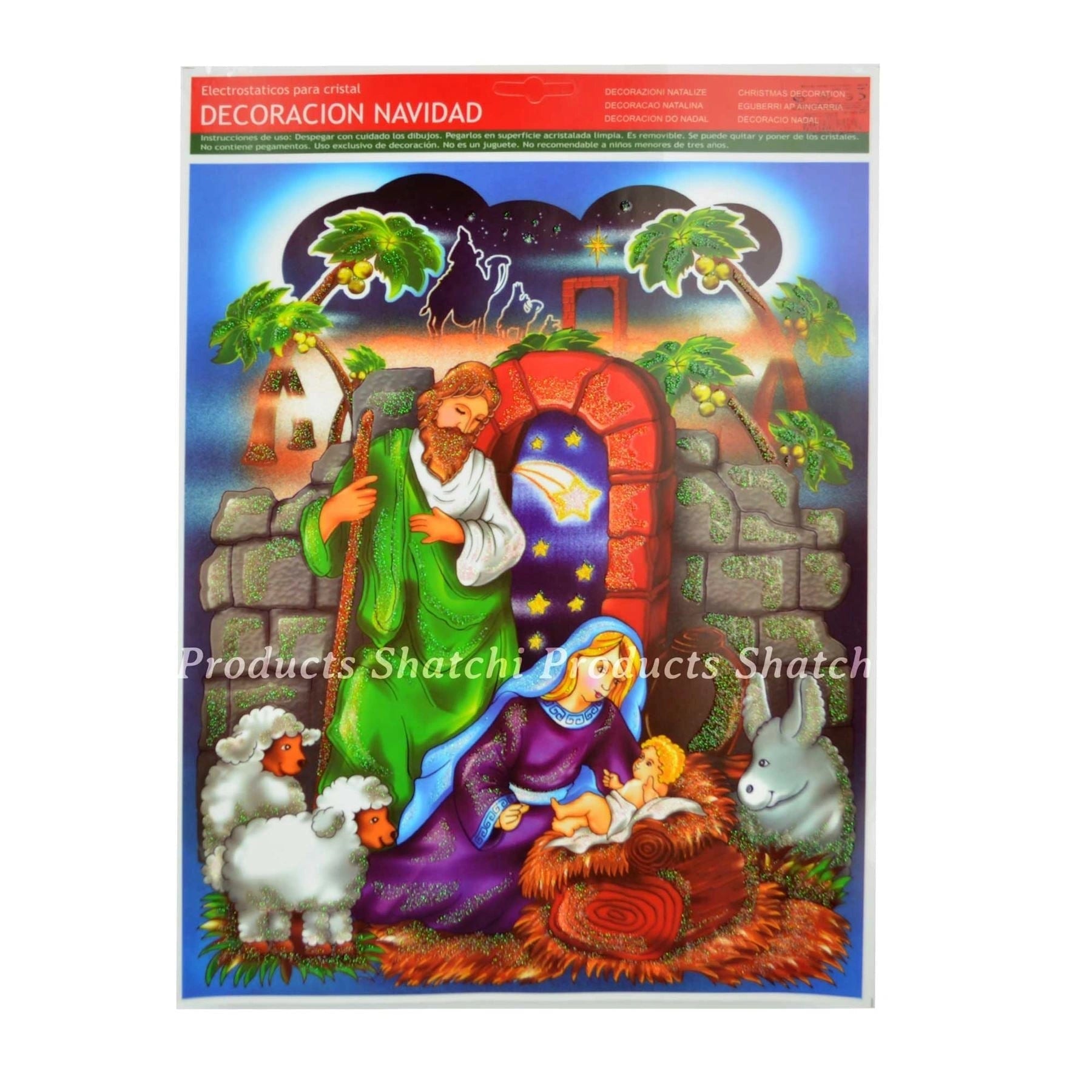 Christmas Stickers Reuse Wall Window Ceilings Glitter Decor Ornament 4 Sheet