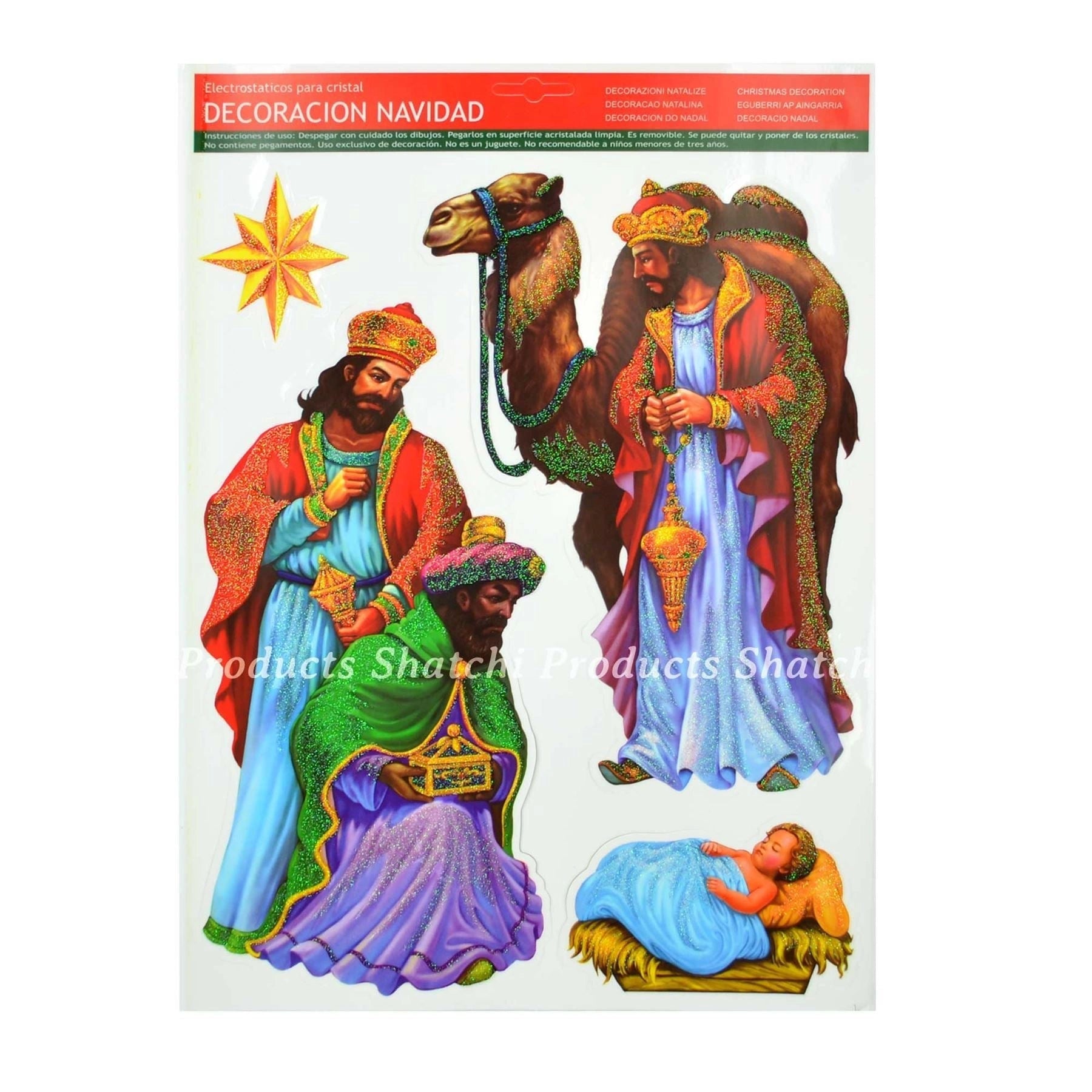 Christmas Stickers Reuse Wall Window Ceilings Glitter Decor Ornament 4 Sheet