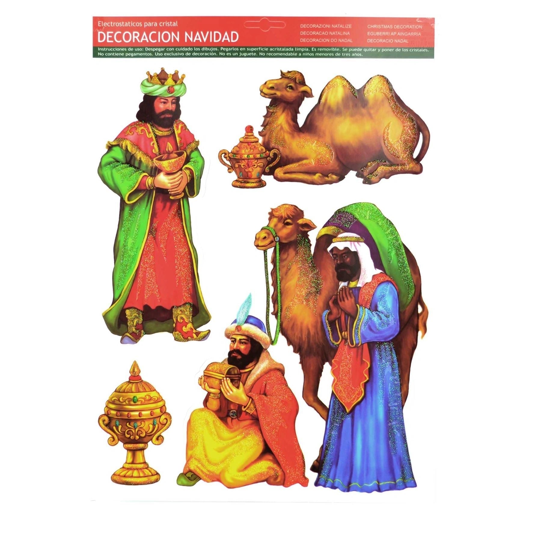 Christmas Stickers Reuse Wall Window Ceilings Glitter Decor Ornament 4 Sheet