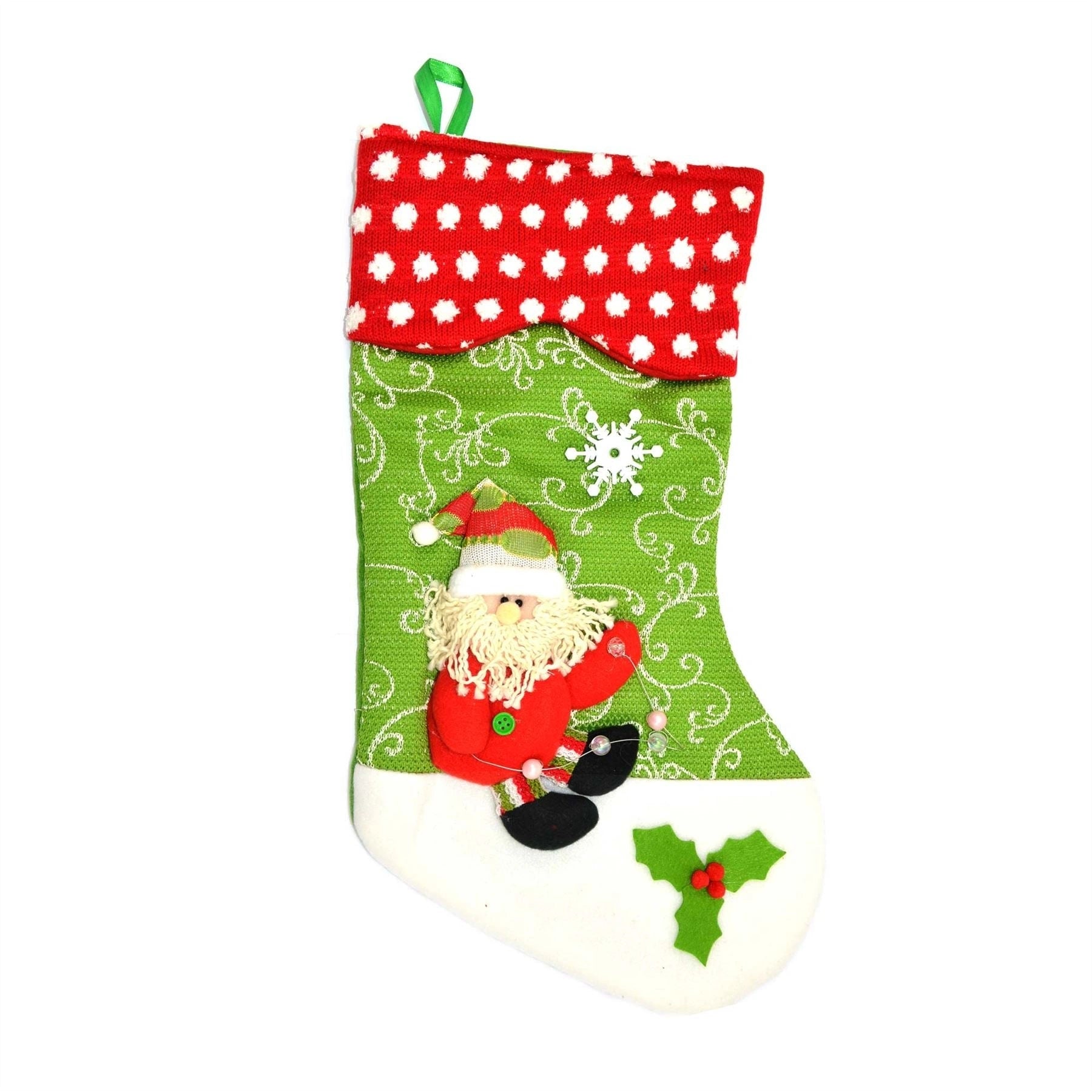 Christmas Green Designer Santa Stocking Socks Xmas Party Accessories Bag Filler