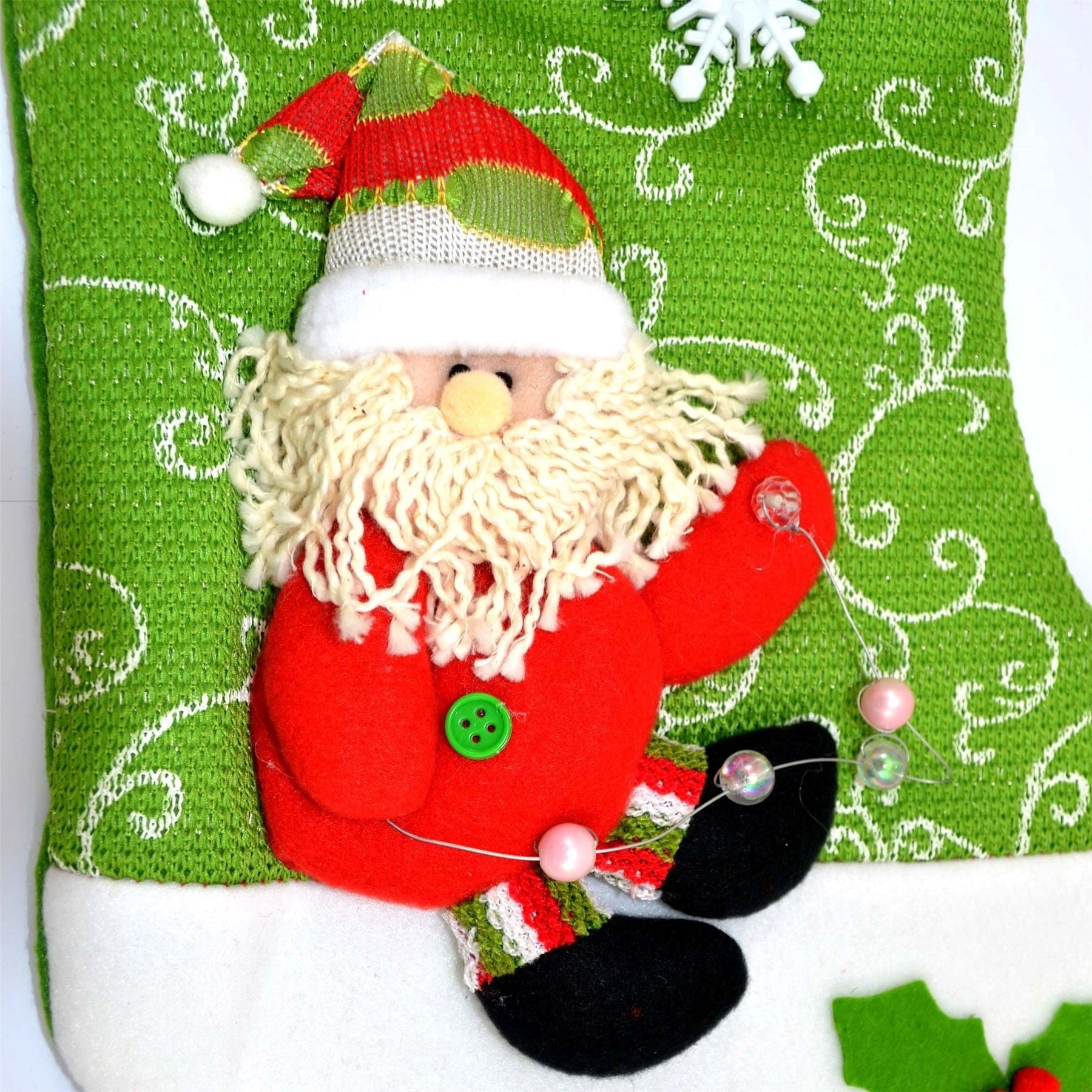 Christmas Green Designer Santa Stocking Socks Xmas Party Accessories Bag Filler