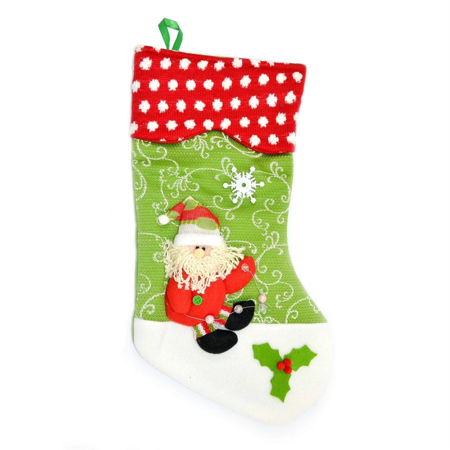 Frono Designer Christmas Stocking Green Xmas Socks Decorations 5310 Christmas