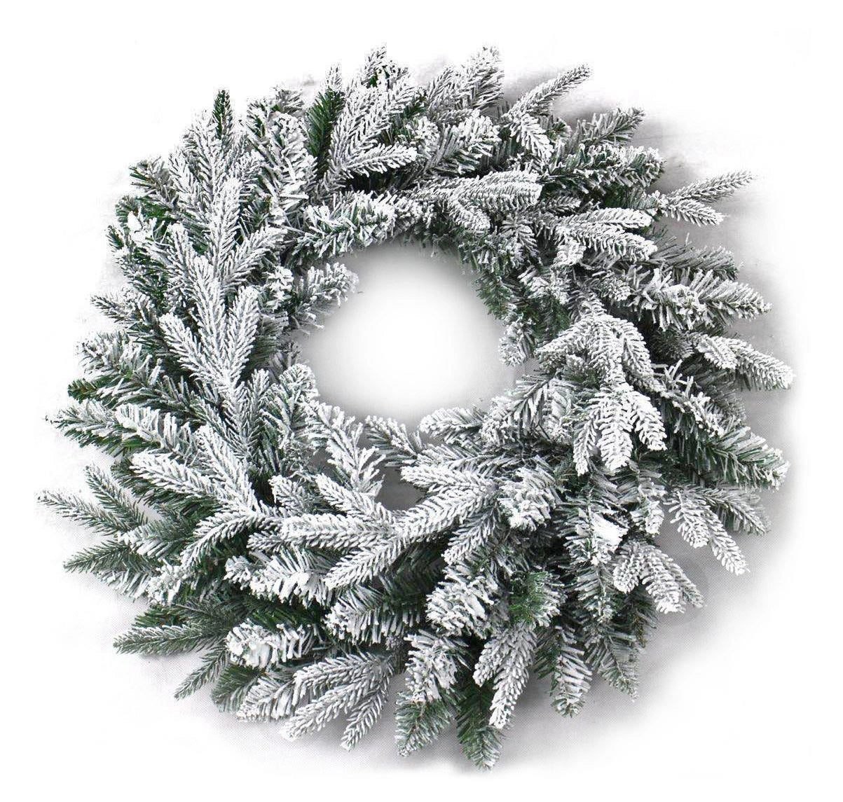 Plain Lapland Fir Snow Flocked Wreath 55Cm
