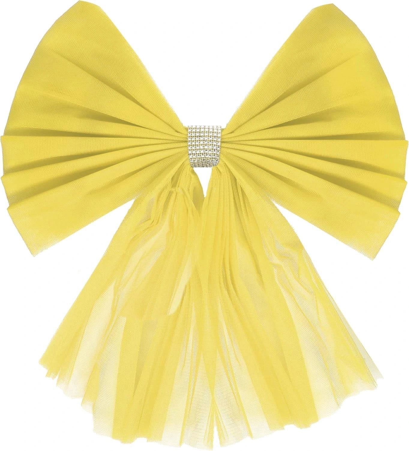 2PC Giant Christmas Door Bow Gold Organza Wedding Festive Xmas Home Decor 7.5m