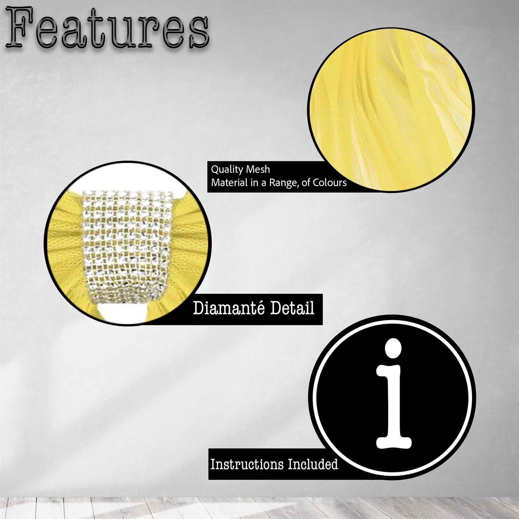 2PC Giant Christmas Door Bow Gold Organza Wedding Festive Xmas Home Decor 7.5m