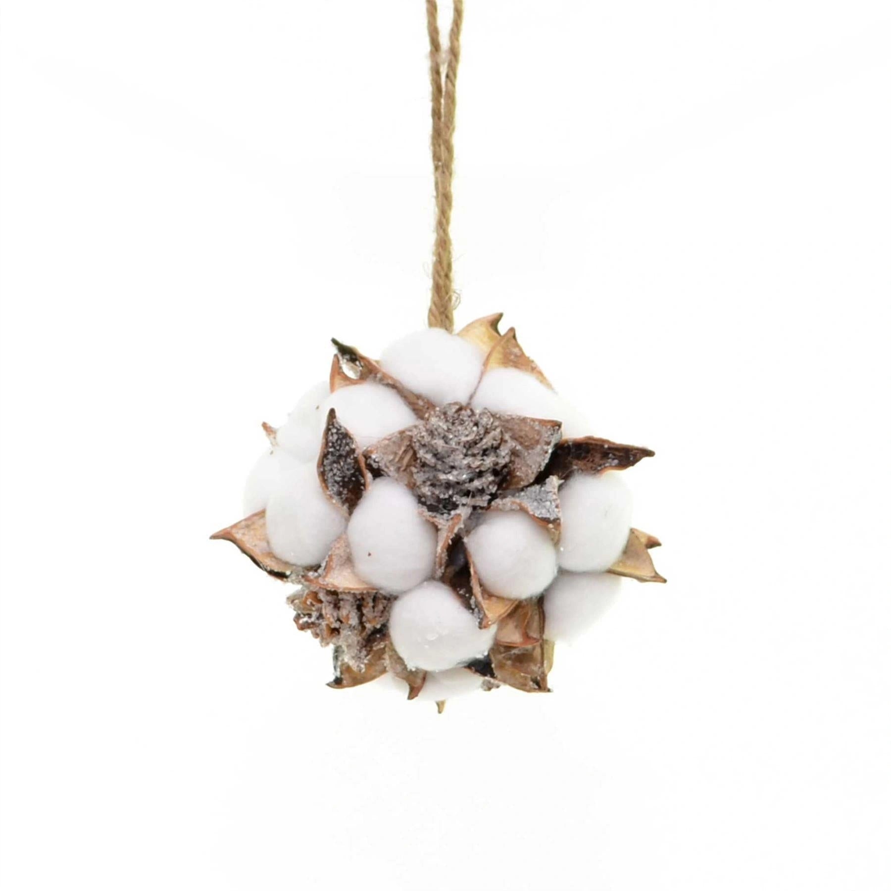 10cm Cotton Ball Christmas Hanging Decorations Pine Cones Xmas Decoration