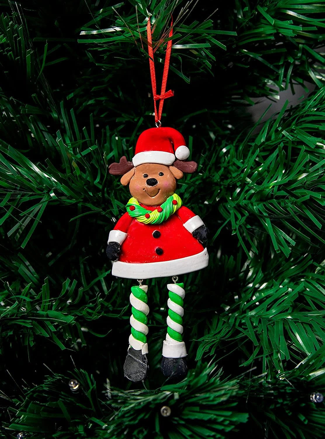 Christmas Hanging Decoration 12Pcs Ceramic Candy Snowman Santa Reindeer