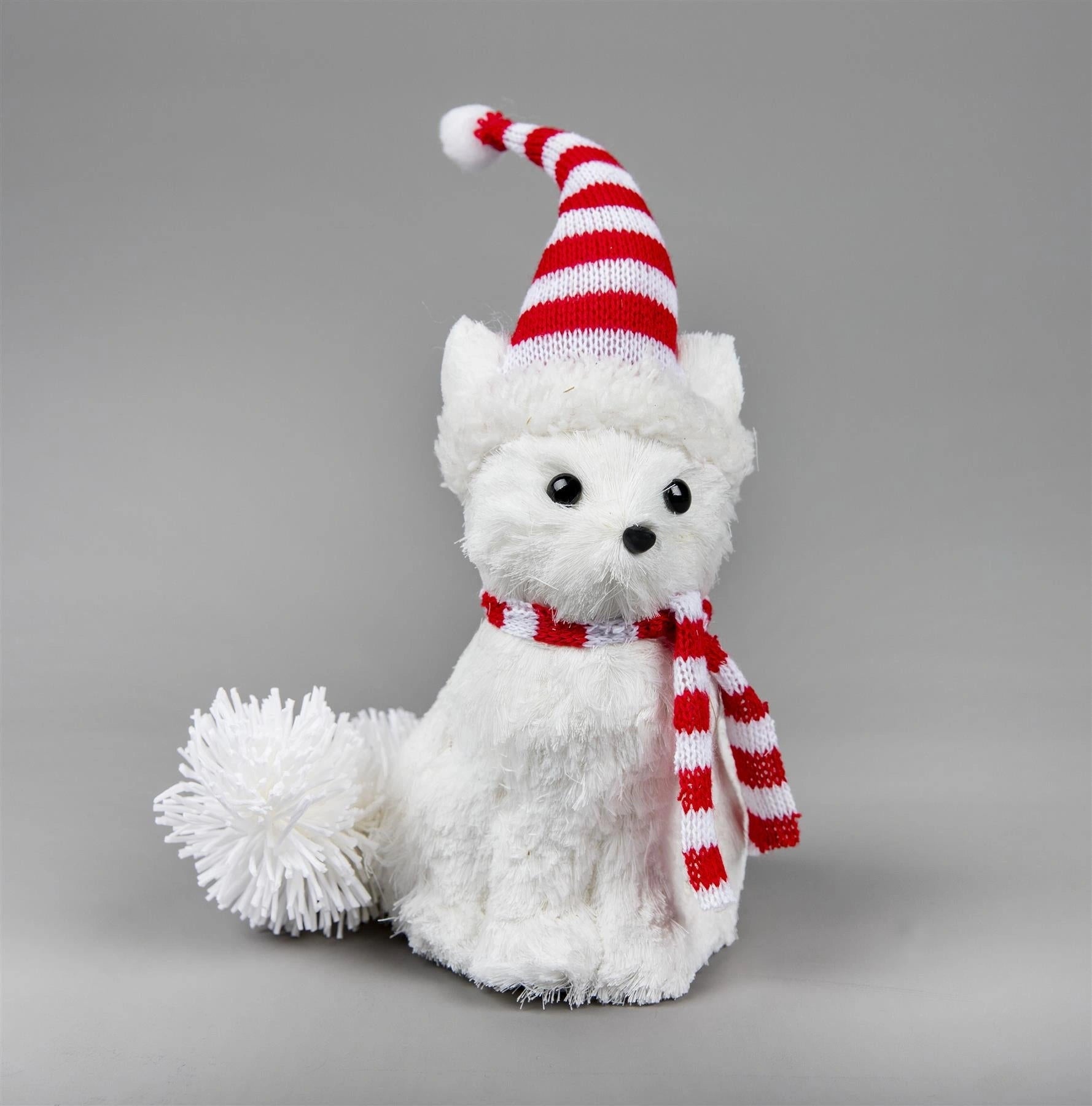 Christmas Figurine 20cm Arctic Fox Tabletop Window Centerpiece Xmas Home Decor