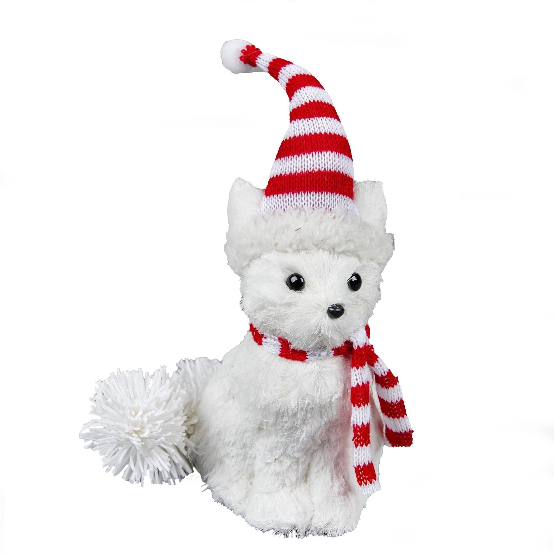 Christmas Figurine 20cm Arctic Fox Tabletop Window Centerpiece Xmas Home Decor