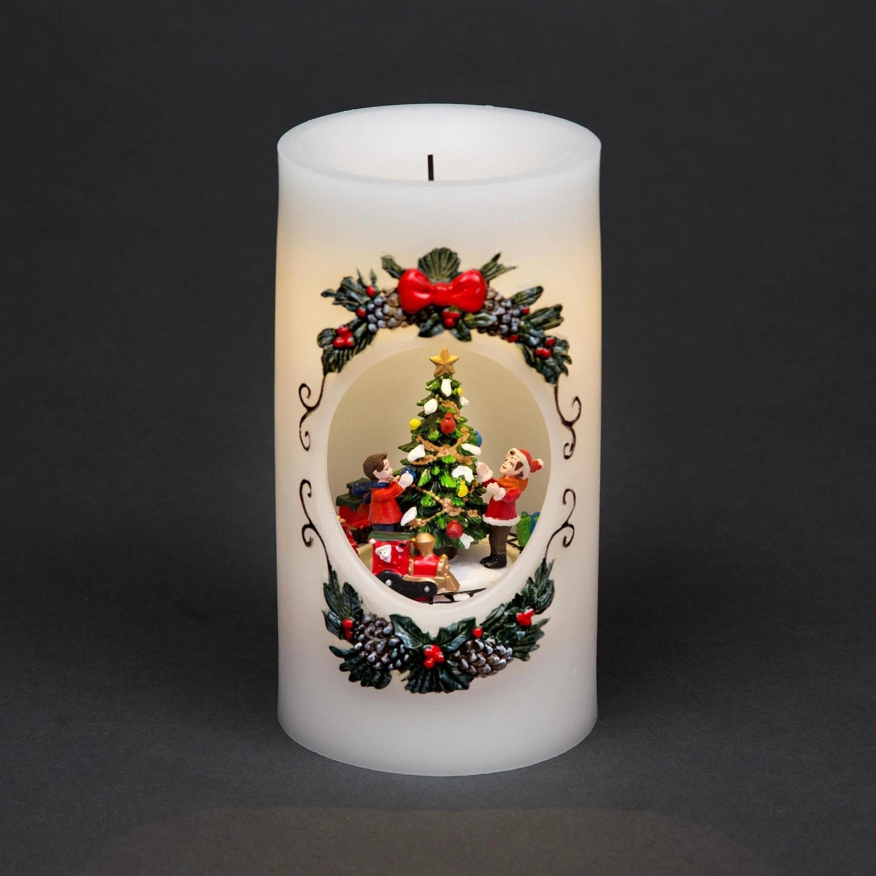 Musical LED Christmas Real Wax Candle Moving Figures Xmas Tree Home Decorations
