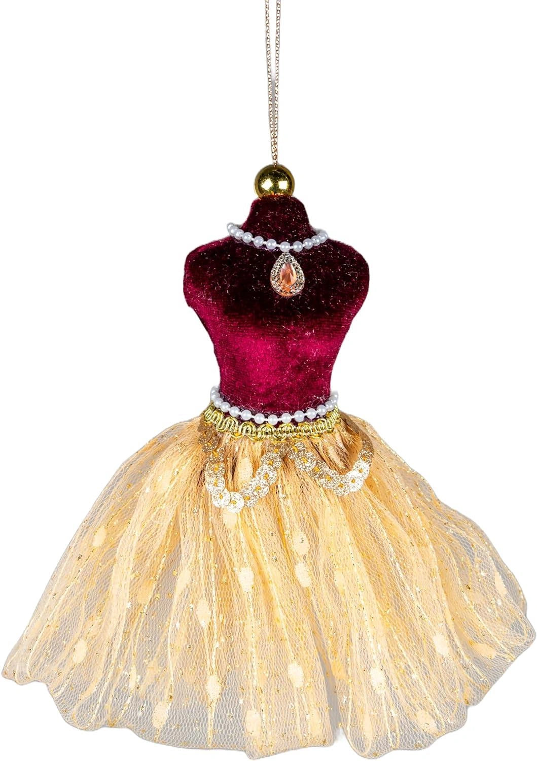 1X Christmas Hanging Ornament Tree Pendant Figure 15cm Gold Ballerina Xmas Decor