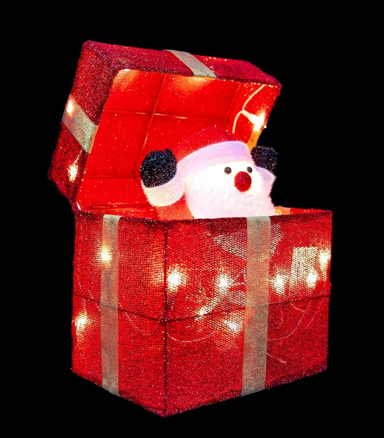 30cm LED Gift Box Christmas Santa Pop-Up Parcel Presents Table Window Xmas Decor