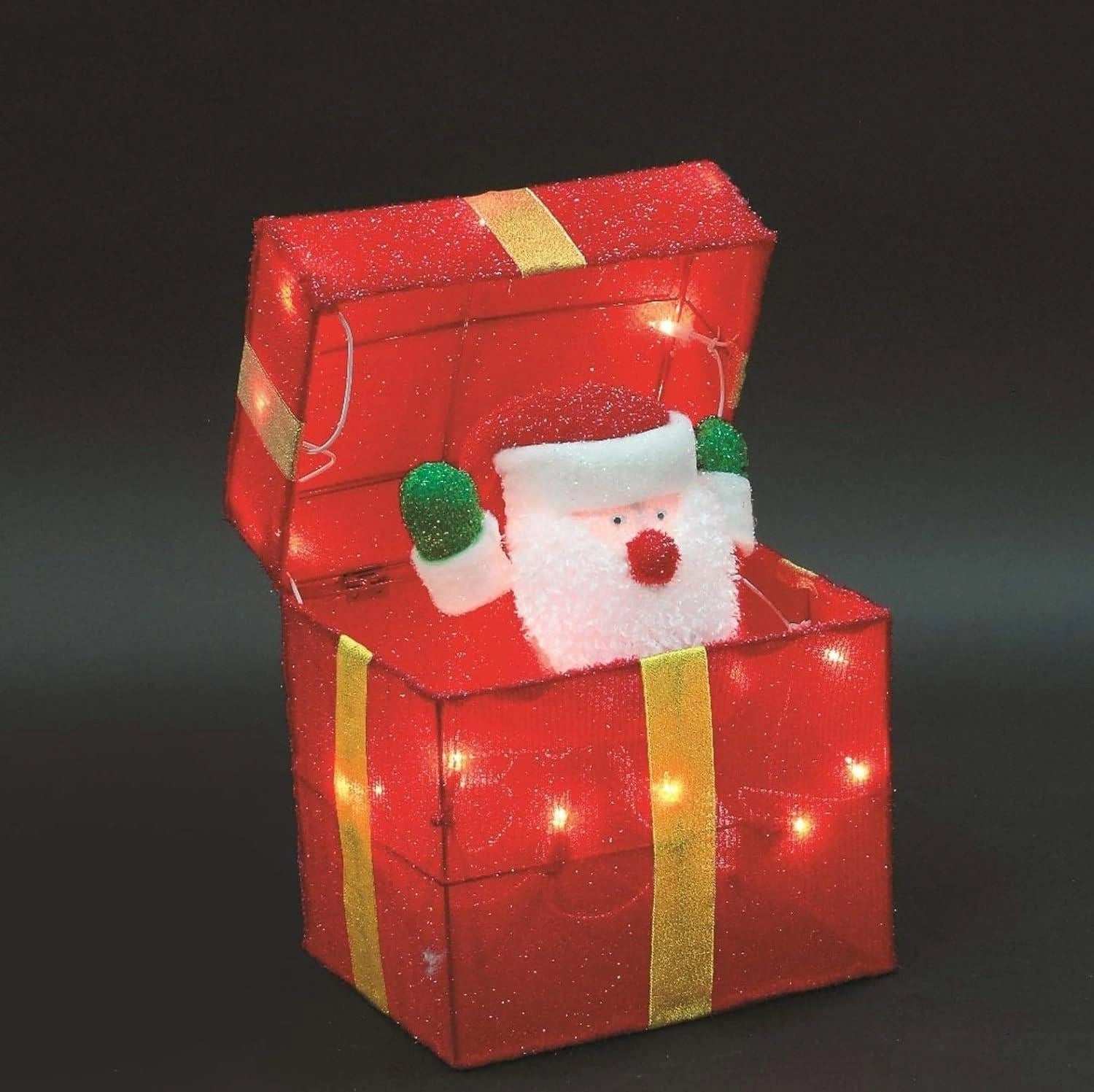 30cm LED Gift Box Christmas Santa Pop-Up Parcel Presents Table Window Xmas Decor