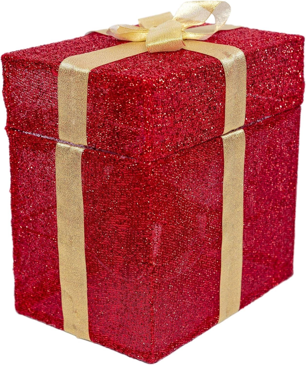 30cm LED Gift Box Christmas Santa Pop-Up Parcel Presents Table Window Xmas Decor