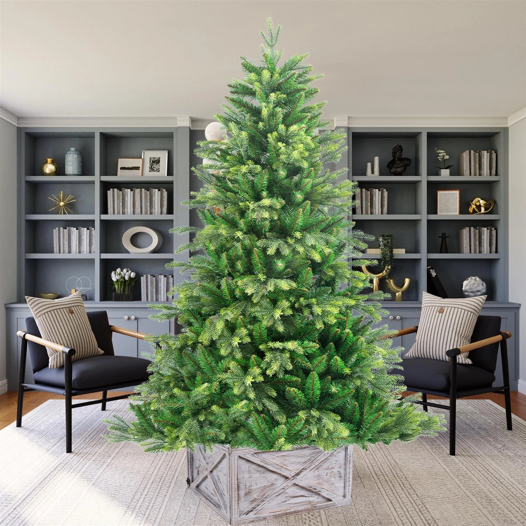 Christmas Tree Collar Foldable Wooden Box Stand Cover White Xmas Tree Decor 45cm