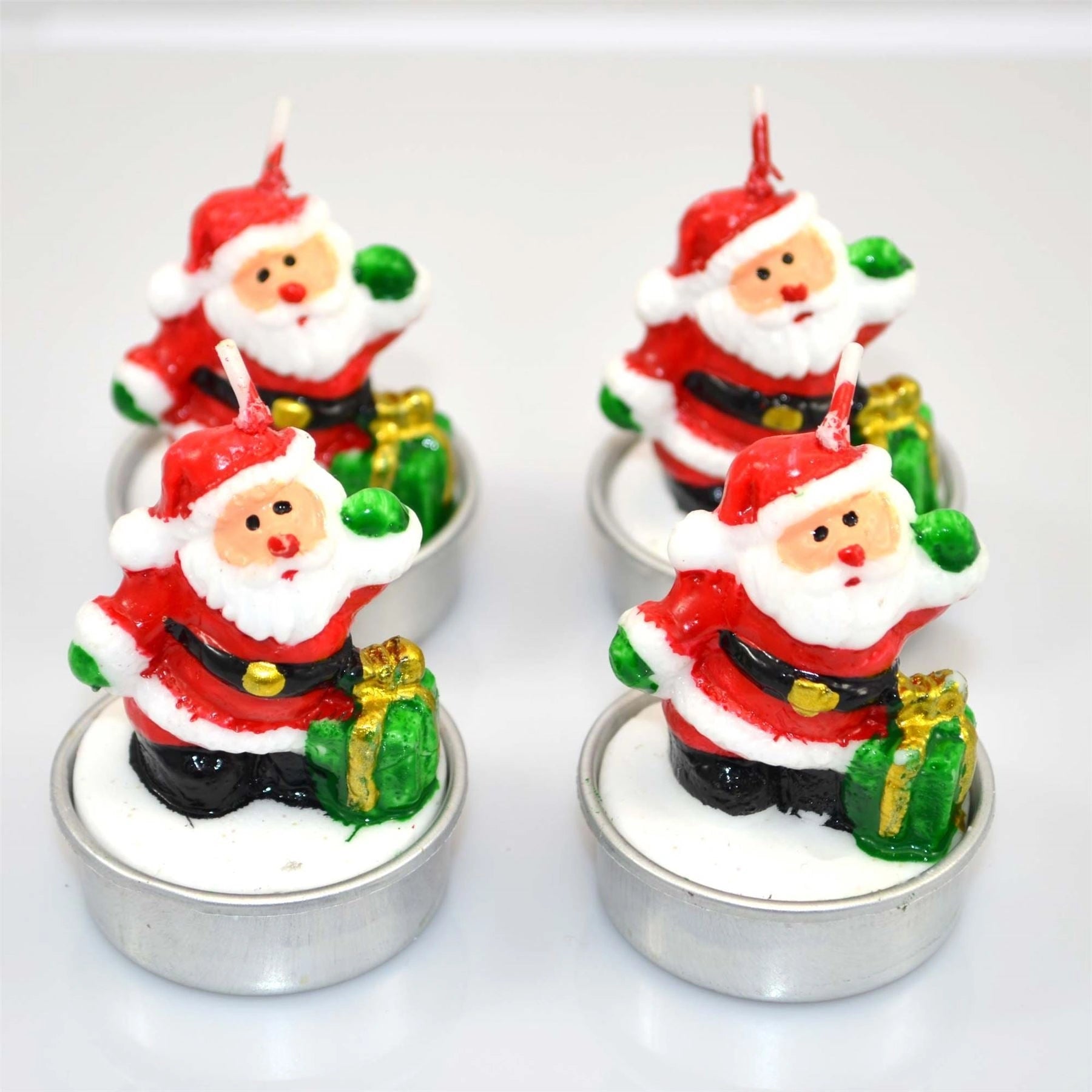 4 Novelty Christmas Decorations Santa Candles Xmas Home Window Decor Party Gifts