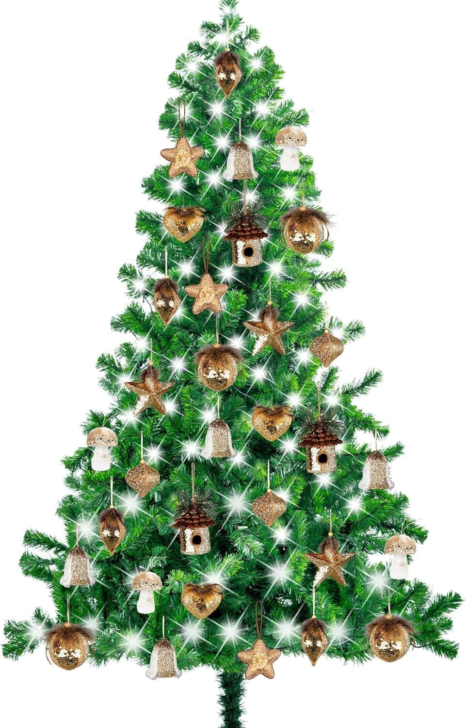3X Christmas Hanging Ornaments Tree Pendants Gold Mushroom 6X7cm Xmas Decoration