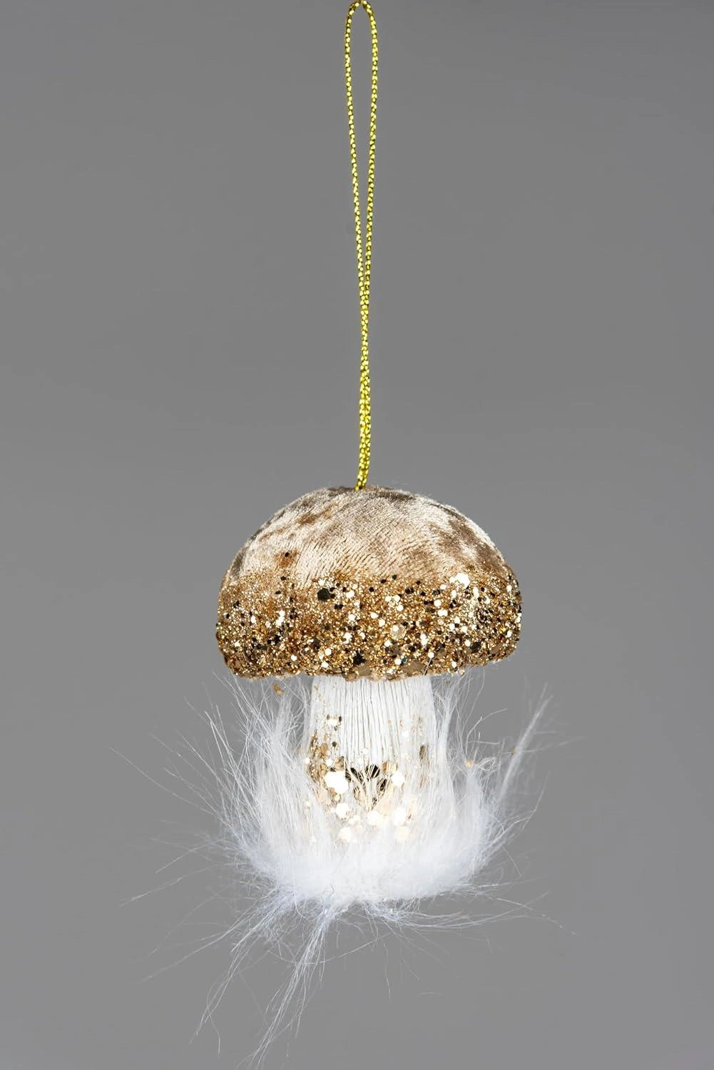 3X Christmas Hanging Ornaments Tree Pendants Gold Mushroom 6X7cm Xmas Decoration
