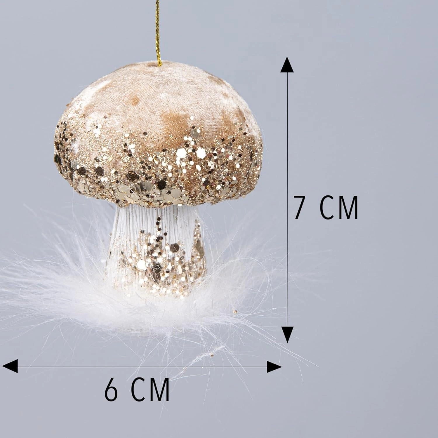 3X Christmas Hanging Ornaments Tree Pendants Gold Mushroom 6X7cm Xmas Decoration