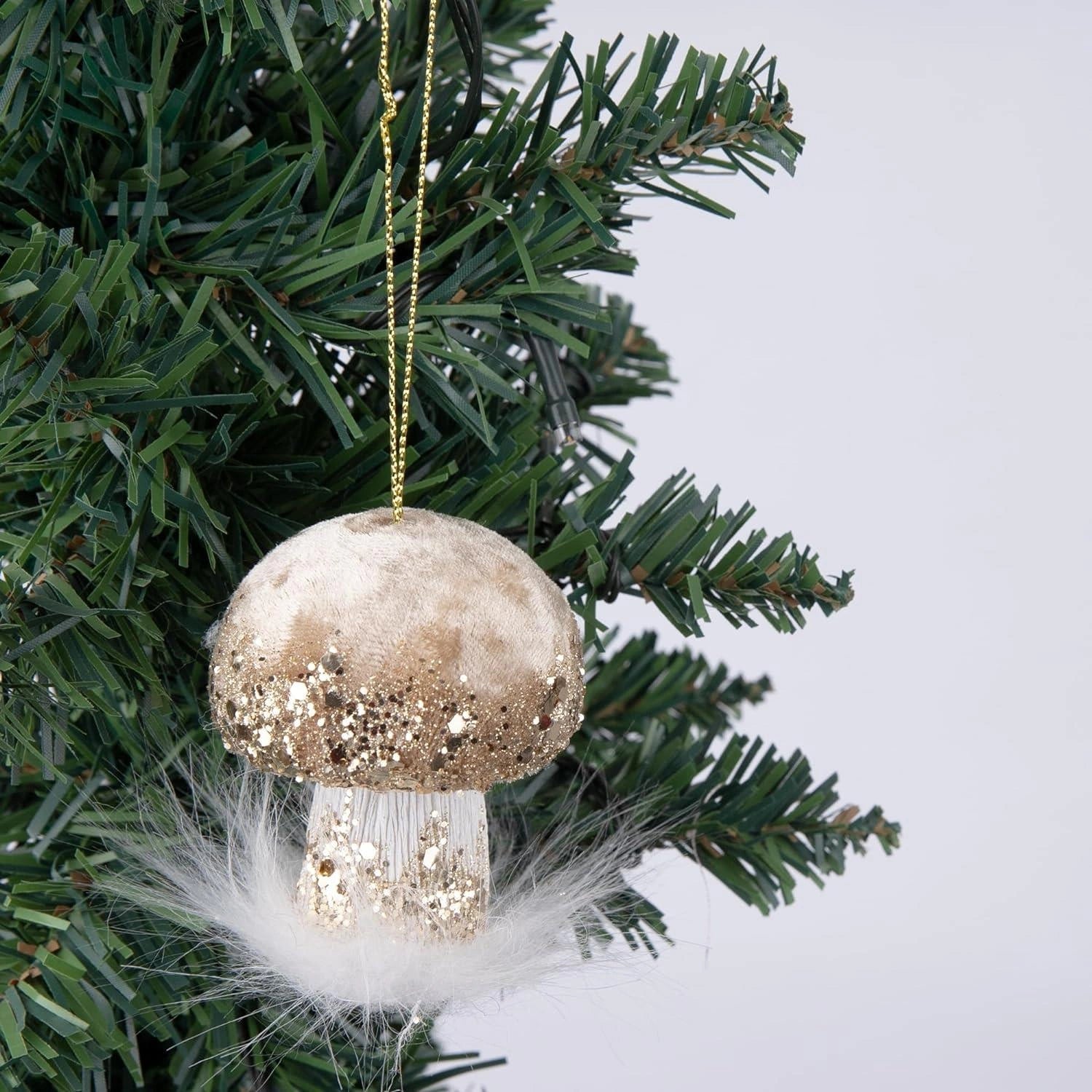 Gold Mushroom 6X7Cm - 3Pcs Christmas Hanging Decorations