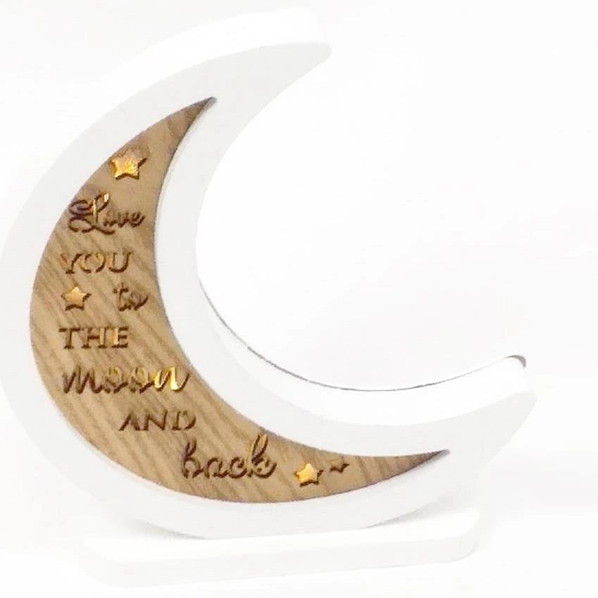 Christmas Wooden Pre-Lit Moon Frame Wall Window Hanging LED Xmas Decorations