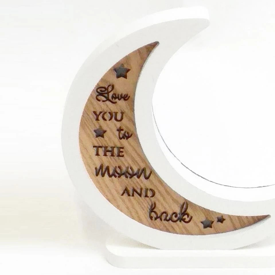 Christmas Wooden Pre-Lit Moon Frame Wall Window Hanging LED Xmas Decorations