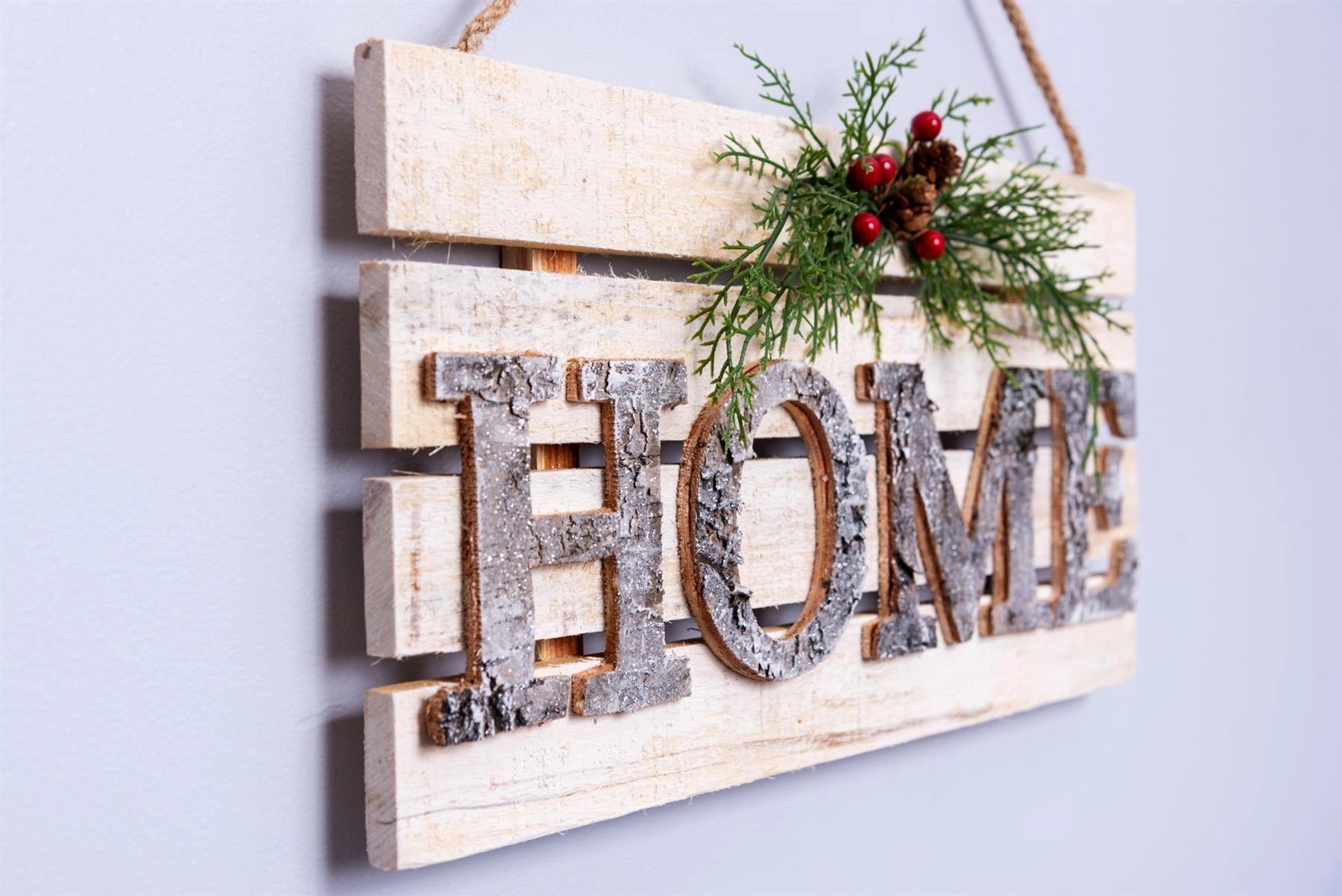 HOME Wooden Frame Christmas Hanging Ornament Wall Plaque Festive Home Door Decor