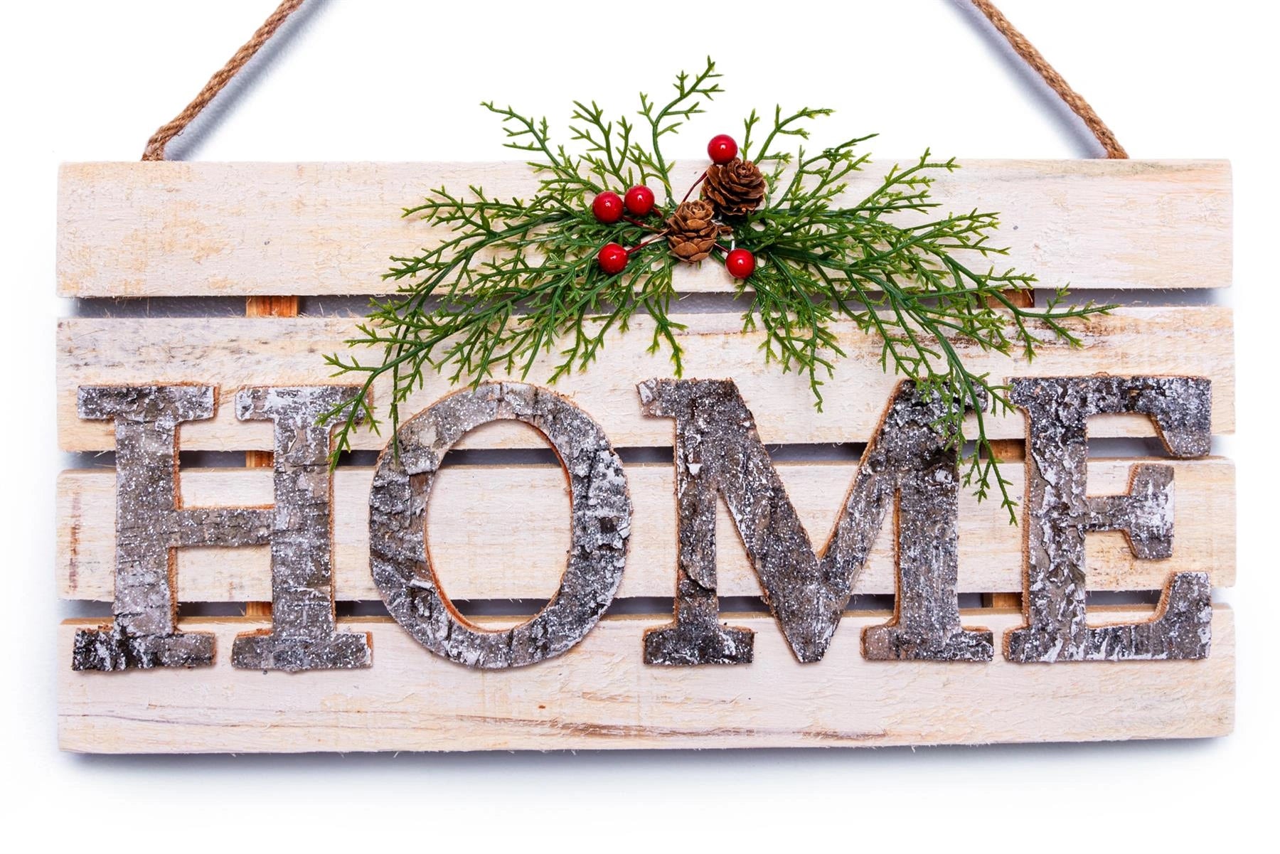 HOME Wooden Frame Christmas Hanging Ornament Wall Plaque Festive Home Door Decor