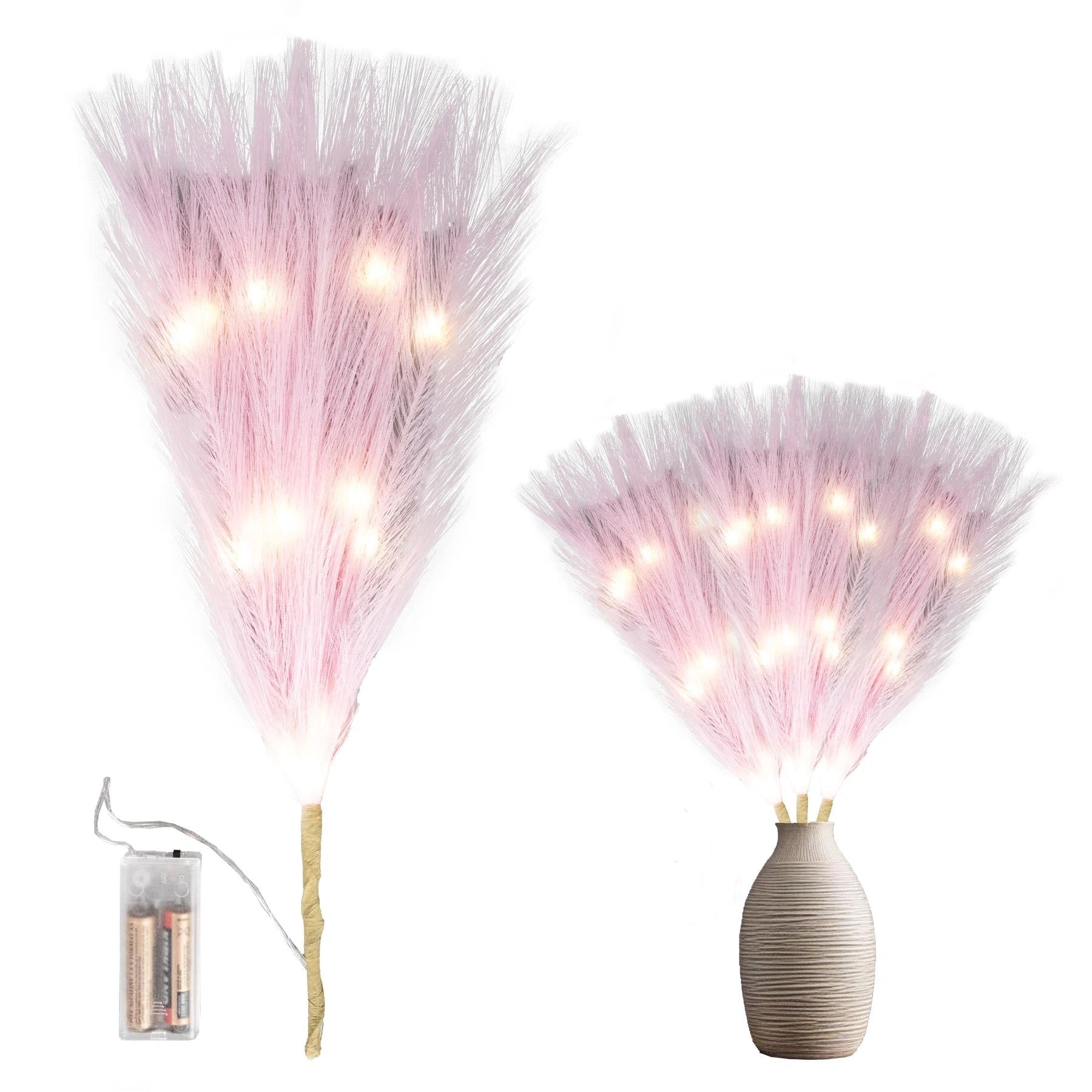 45Cm B/O Pampas Grass Pink W/ 15 Ww Leds