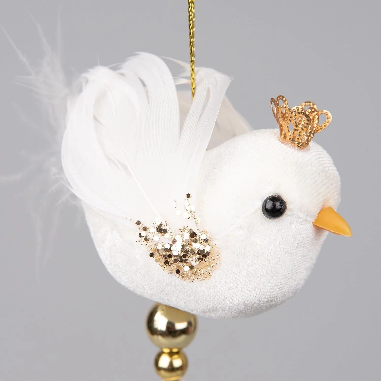 3X Christmas Hanging Ornaments Tree Pendants White Robin 7X13cm Xmas Decoration