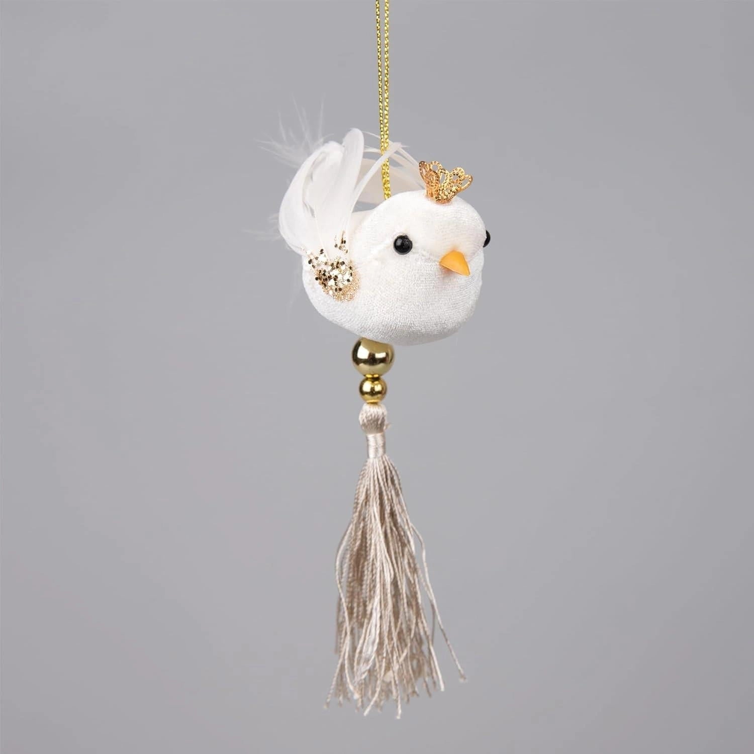 3X Christmas Hanging Ornaments Tree Pendants White Robin 7X13cm Xmas Decoration