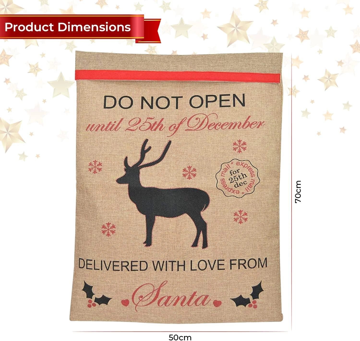 10 Santa Sack Christmas Father Hessian Stocking Large Xmas Gift Present Bag 70cm