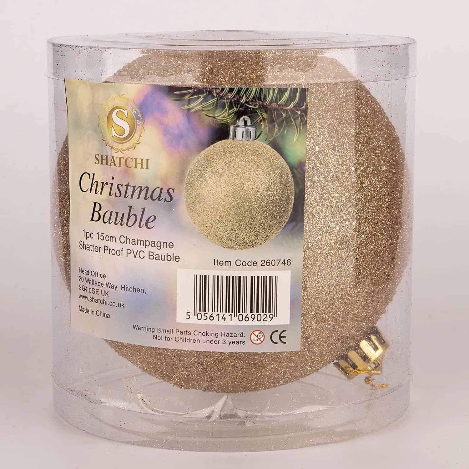 3X Christmas Bauble Tree Ornaments Champagne Gold Xmas Hanging Decoration 15cm