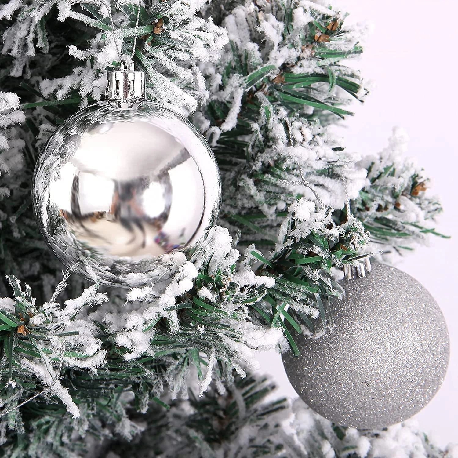 18PCS Christmas Baubles Tree Ornaments Silver Balls Xmas Hanging Decoration 50mm