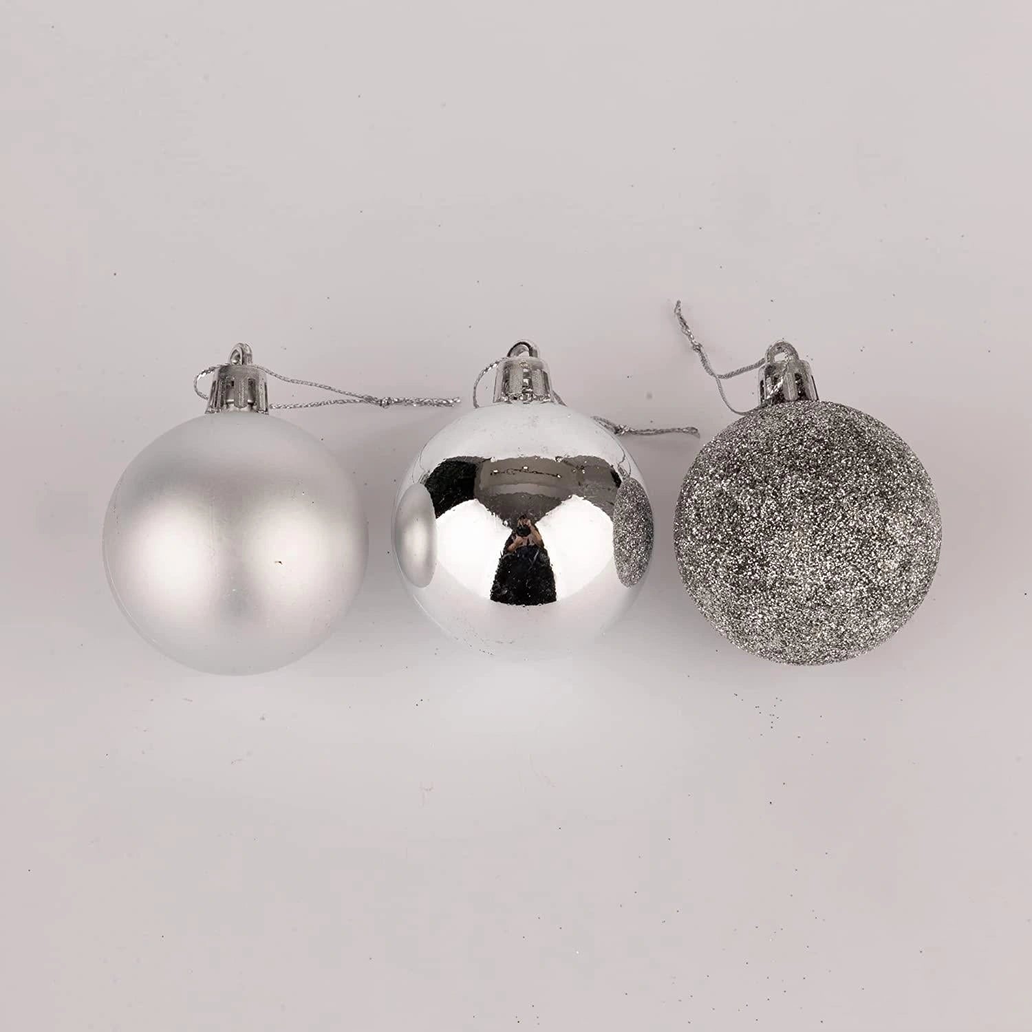 18PCS Christmas Baubles Tree Ornaments Silver Balls Xmas Hanging Decoration 50mm