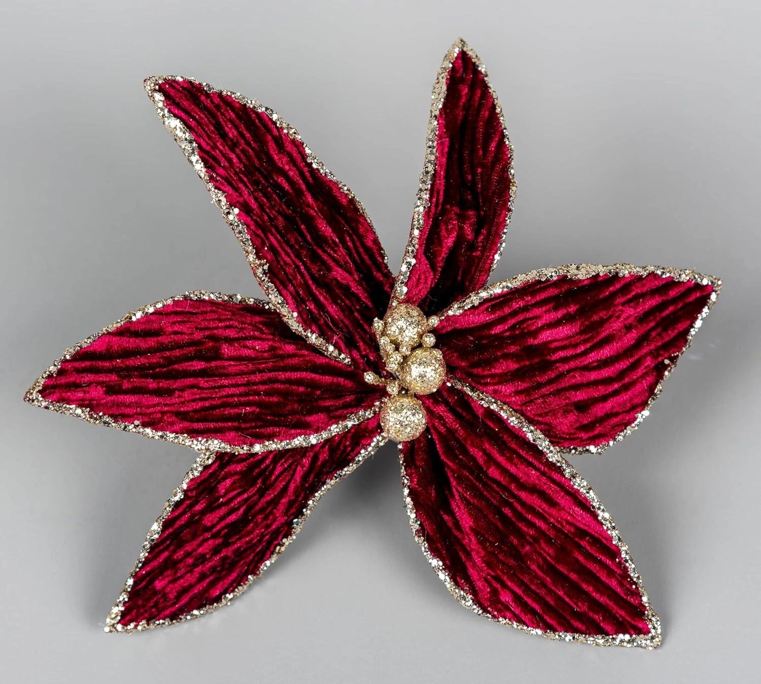 16Cm Burgandy Poinsettia Poinsettia Flower - Christmas Tree Decoration
