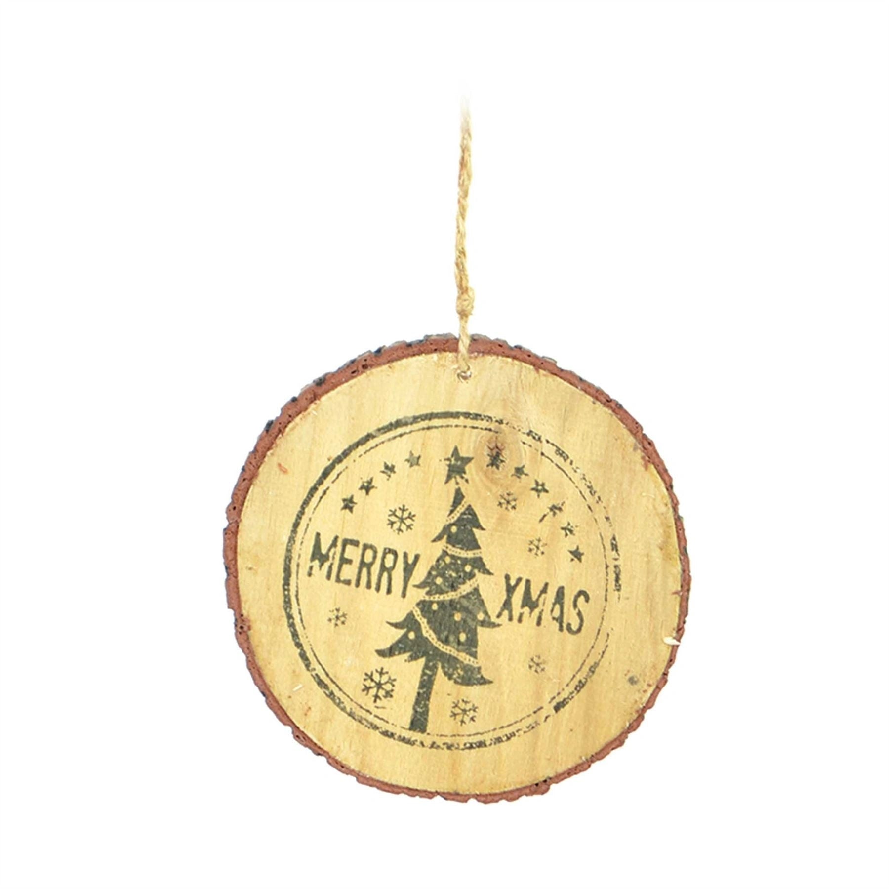 10Cm Wooden Ornament Hand Crafted Christmas Handing Decoration -Marry Xmas Tree