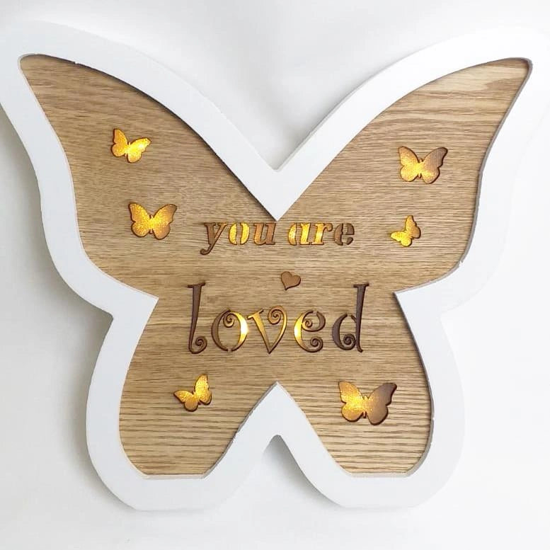 Christmas Wooden Pre-Lit Butterfly Frame Wall Window Hanging LED Xmas Decoration