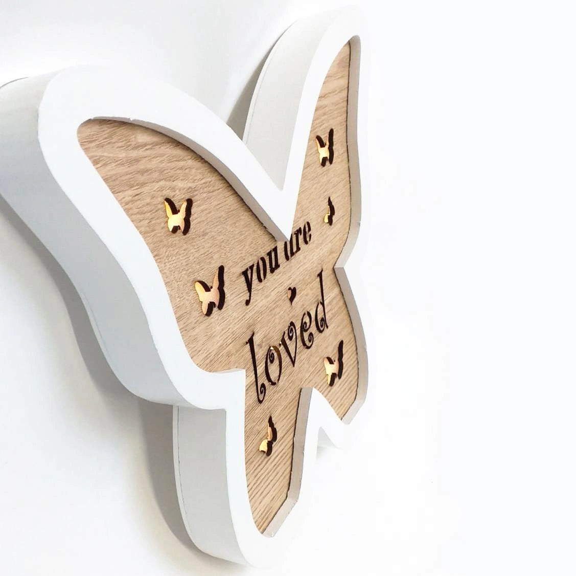 Christmas Wooden Pre-Lit Butterfly Frame Wall Window Hanging LED Xmas Decoration