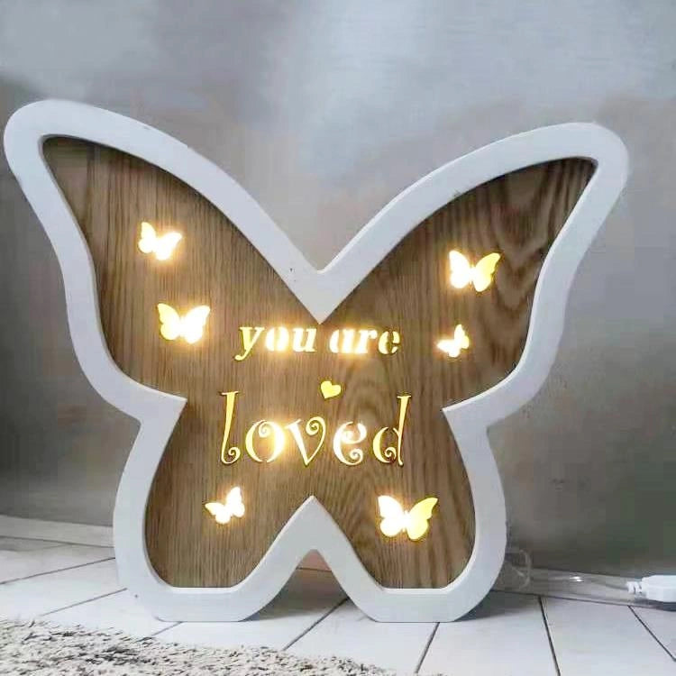 Christmas Wooden Pre-Lit Butterfly Frame Wall Window Hanging LED Xmas Decoration
