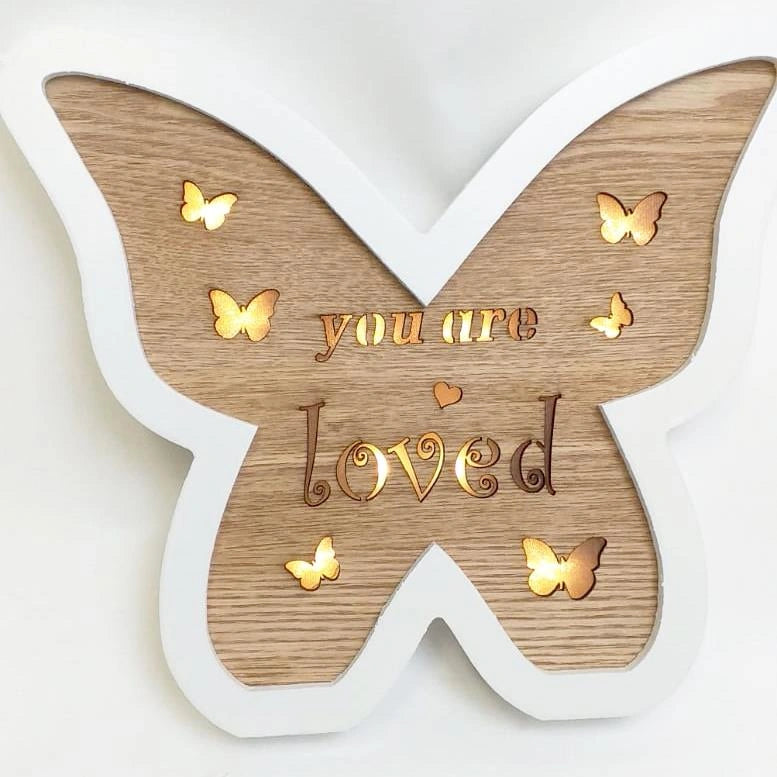 Christmas Wooden Pre-Lit Butterfly Frame Wall Window Hanging LED Xmas Decoration