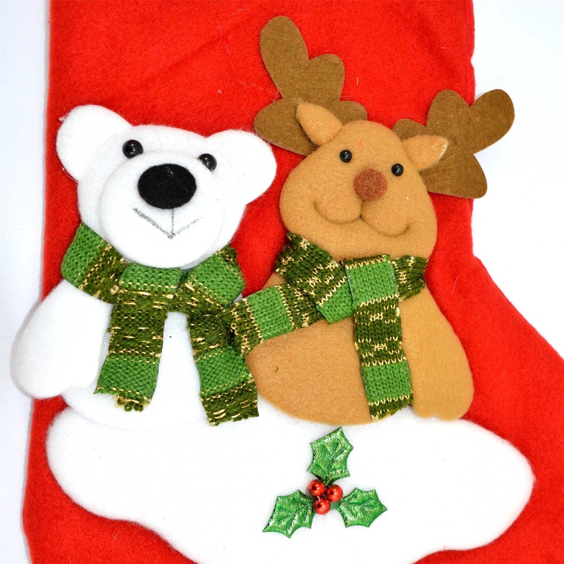 Luxurious Christmas Bear & Reindeer Designer Present Stocking Xmas Hanging Decor