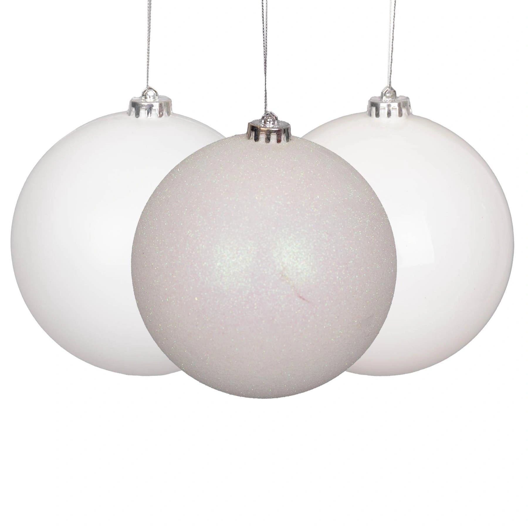 Baubles White 10Cm 3Pcs Set Pvc