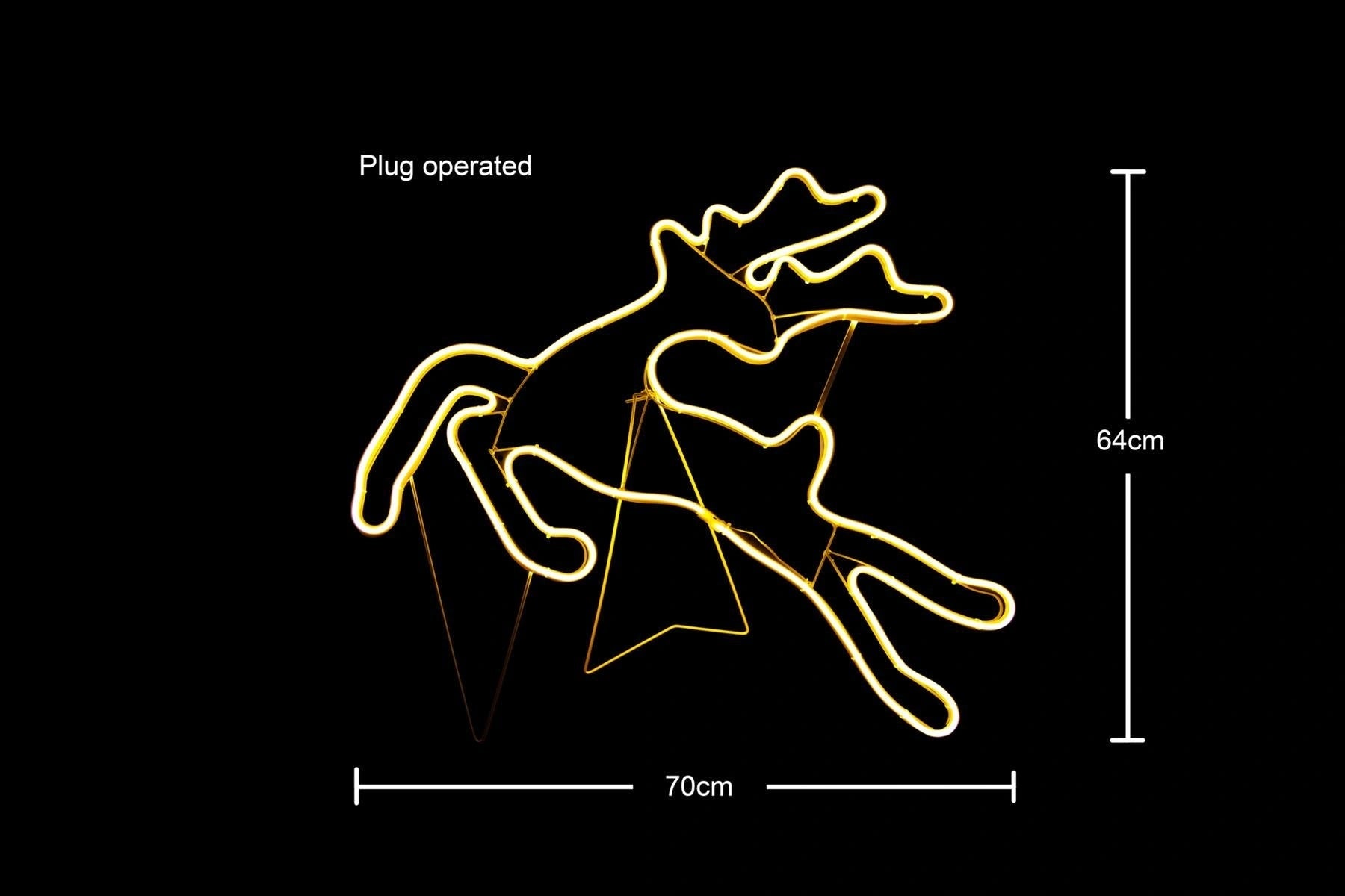 Jumping Reindeer Rope Light Silhouette-Warm White 69 X 58Cm