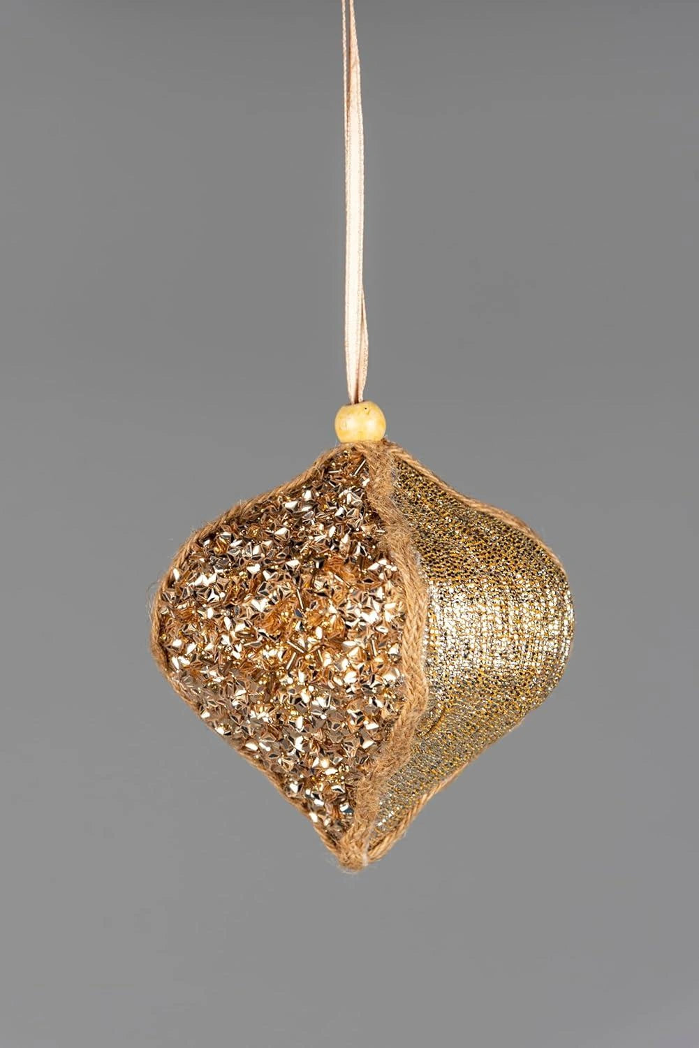 3X Christmas Hanging Ornaments Tree Pendants Onion Bauble Gold 10.5cm Xmas Decor