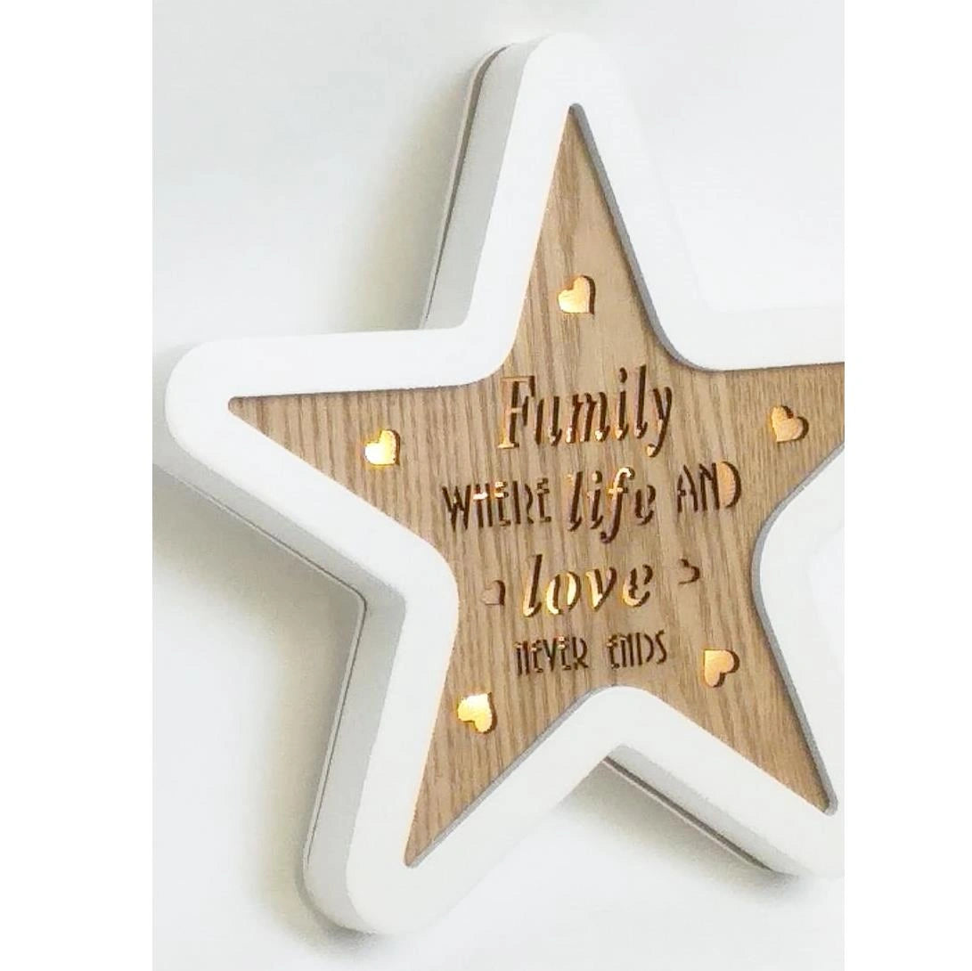 Light Up Christmas Wooden Frame Love Plaque LED Star Xmas Tabletop Decorations