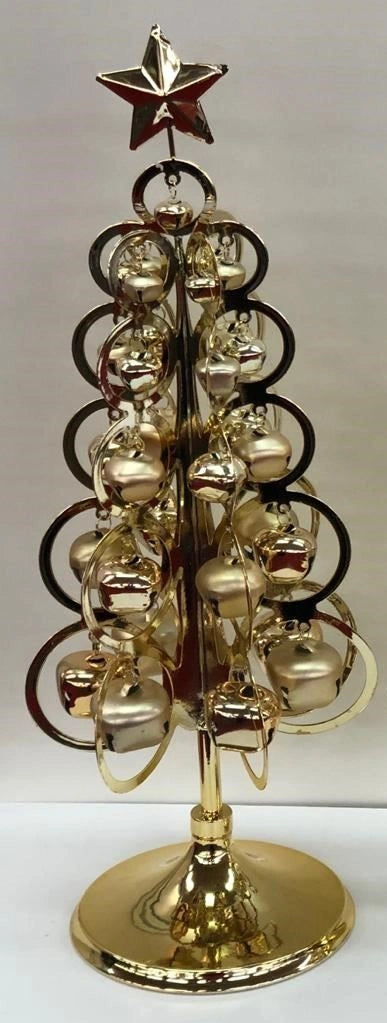 13.5Inch Table Top Christmas Tree  Gold Decorated With Bells