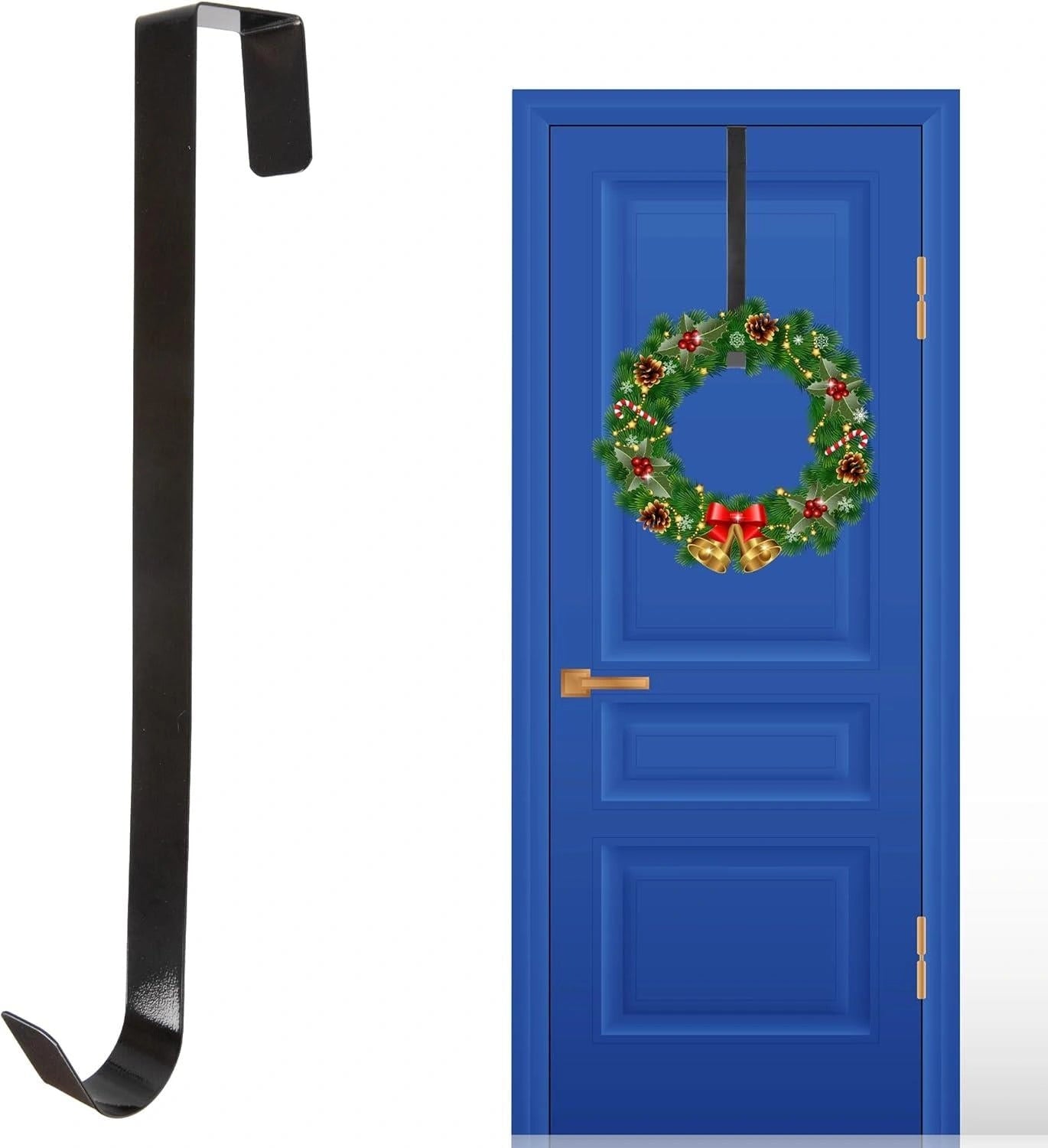 2X Christmas Wreath Hanger Door Hook Black Metal Holder 38cm Xmas Hanging Decor