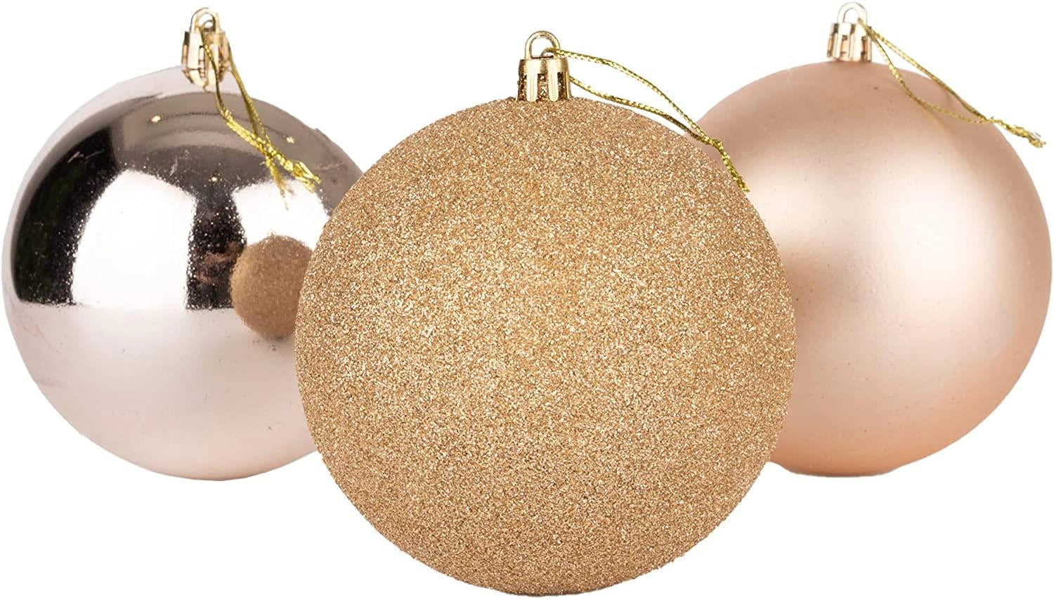 6X Christmas Baubles Tree Ornament Champagne Gold Balls Hanging Decoration 10cm